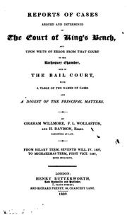 Cover of: Reports of Cases Argued and Determined in the Court of King's Bench: Band Upon Writs of Error ...