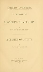 Cover of: chronicle of the Augsburg confession | Krauth, Charles Porterfield