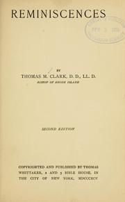 Cover of: Reminiscences by Thomas March Clark
