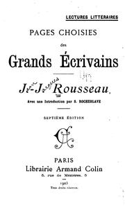 Cover of: Pages choisies des grands écrivains: J.-J. Rousseau
