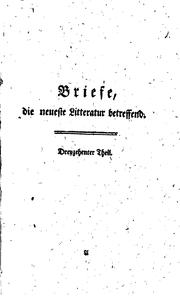 Briefe, die neueste Litteratur betreffend: Geschrieben in den Jahren 1759 bis 1763. Vier und .. by Gotthold Ephraim Lessing