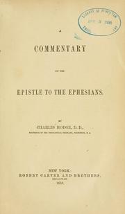 Cover of: A commentary on the Epistle to the Ephesians. by Christoph Ernst Luthardt