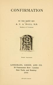 Cover of: Confirmation by A. C. A. Hall