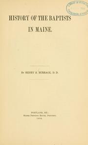History of the Baptists in Maine by Henry S. Burrage