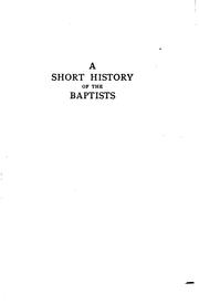 Cover of: A short history of the Baptists. by Vedder, Henry C.