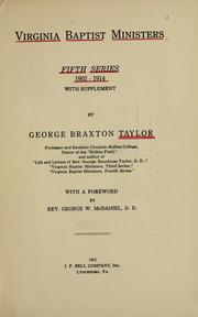 Cover of: Virginia Baptist ministers. | Taylor, George Braxton