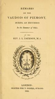 Cover of: Remarks on the Vaudois of Piemont by J. L. Jackson