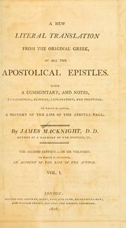Cover of: A new literal translation from the original Greek, of all the apostolical epistles by 