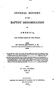 Cover of: general history of the Baptist denomination in America: and other parts of the world.