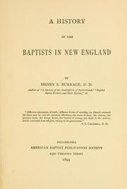 Cover of: history of the Baptists in New England