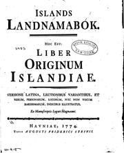 Cover of: Islands landnámabók: Hoc est: Liber originum Islandiae. Versione latina ...