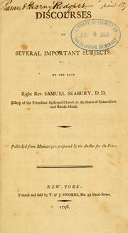 Cover of: Discourses on several important subjects by Seabury, Samuel