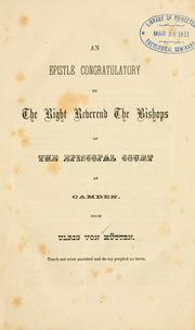 Cover of: epistle congratulatory to the Right Reverend the Bishops of the Episcopal Court at Camden.