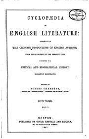 Cover of: Cyclopaedia of English Literature: A Selection of the Choicest Productions ...
