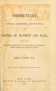 Cover of: A commentary, critical, expository, and practical, on the Gospels of Matthew and Mark ...