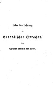 Cover of: Ueber den Ursprung und die verschiedenartige Verwandtschaft der Europäischen ...