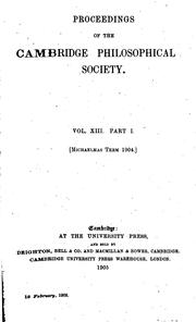 Cover of: Proceedings of the Cambridge Philosophical Society by Cambridge Philosophical Society