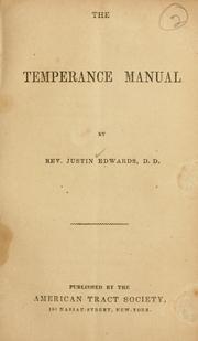 Cover of: temperance manual.