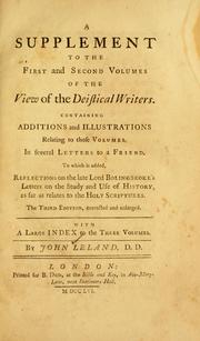 A supplement to the first and second volumes of the View of the principal deistical writers by John Leland