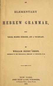 Cover of: An elementary Hebrew grammar by William Henry Green
