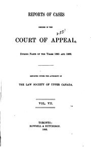 Cover of: Reports of Cases Decided in the Court of Appeal [1876-1900].