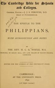 Cover of: The Epistle to the Philippians: with introduction and notes; ed. for the syndics of the University Press.