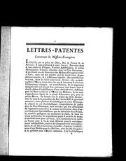Cover of: Lettres-patentes concernant les missions étrangères