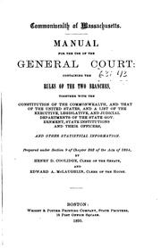 Cover of: A Manual for the Use of the General Court