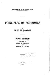 Cover of: Principles of Economics by Fred M. Taylor, Elmer Cleveland Adams