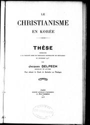 Cover of: Le christianisme en Korée.
