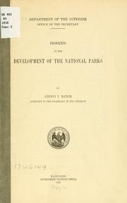 Cover of: Progress in the development of the national parks