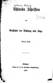 Cover of: Uhlands Schriften zur Geschichte der Dichtung und sage