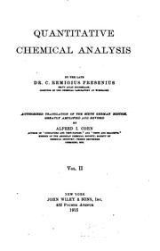 Cover of: Quantitative Chemical Analysis by C. Remigius Fresenius, Alfred Isaac Cohn