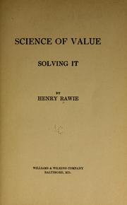 Cover of: Science of value: solving it
