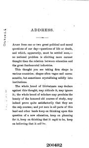 Cover of: Address on Agricultural Education by Andrew Dickson White