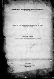 Cover of: Note on the geological structure of the Selkirk range by by George M. Dawson.