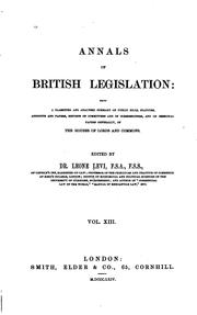 Annals of British Legislation by Leone Levi
