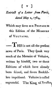 Cover of: Memoirs of the Life of Voltaire. by Voltaire