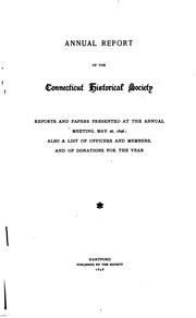 Cover of: The Annual Report of the Connecticut Historical Society