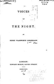Cover of: Voices of the Night by Henry Wadsworth Longfellow