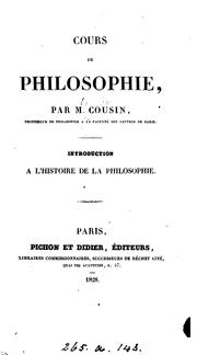 Cover of: Cours de philosophie: introduction à l'histoire de la philosophie