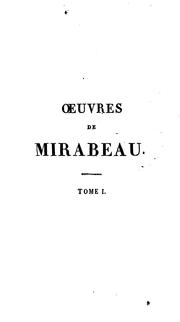 Cover of: Oeuvres by Honoré-Gabriel de Riquetti comte de Mirabeau