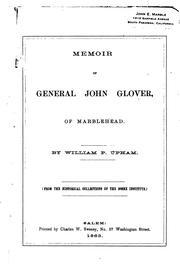 Cover of: A Memoir of General John Glover, of Marblehead