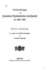 Cover of: Verhandlungen der Deutschen physikalischen Gesellschaft