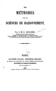 Cover of: Des méthods dans les sciences de raisonnement by Jean Marie Constant Duhamel