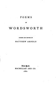 Cover of: Poems of Wordsworth by William Wordsworth, Matthew Arnold