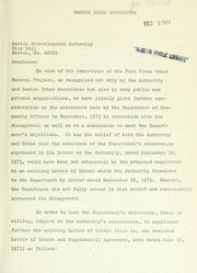 Park plaza urban renewal project, final project report: supplement to the restated letter of intent and supplemental agreement by Boston Urban Associates.