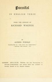 Cover of: Parsifal in English verse: from the German of Richard Wagner