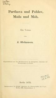 Cover of: Parthava und Pahlav, Mâda und Mâh, ein Votum.