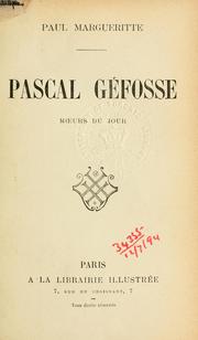 Cover of: Pascal Géfosse: moeurs du jour.